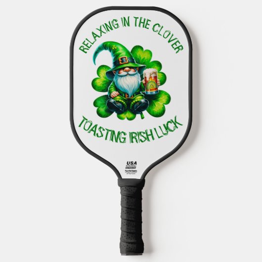 Schattigee Gnome St Patrick's Day met bier | Pickleball Paddle (Voorkant)