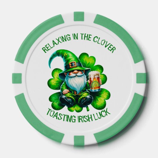 Schattigee Gnome St Patrick's Day met bier | Poker Chips (Voorkant)