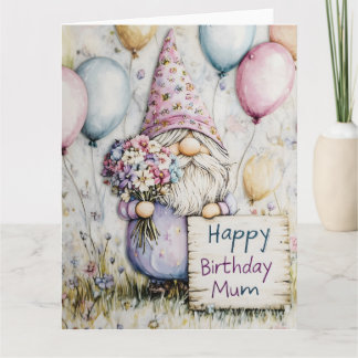 Schattigee Gnome Verjaardag Ontwerp voor Mum Kaart