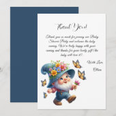 Schattigee Gnome & Vlinder Baby shower dank u kaar Kaart (Voorkant / Achterkant)