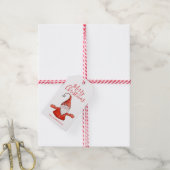 Schattigee Gnome Witte en Rode Vrolijke Kerst Cadeaulabel (Met Touw)