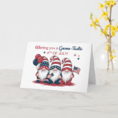 Schattigee Gnomes Patriottische Vierde Juli Kaart (Gele Bloem)