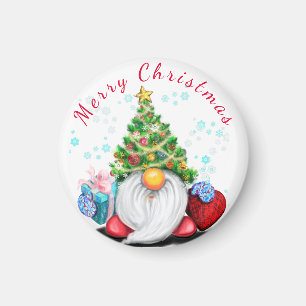 Schattigee gnoom met cadeau kerstmagneet magneet