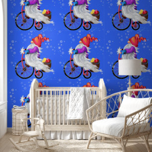 Schattigee gnoom met fiets en cadeau kerst behang