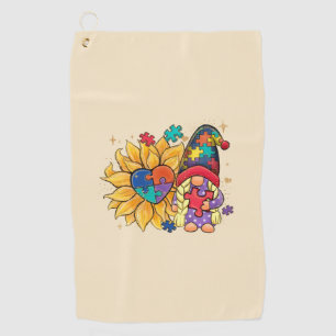 Schattigee Gnoom, Zonnebloem & Hart Autisme Bewust Golfhanddoek