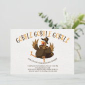 Schattigee gobbel Turkije Thanksgiving Uitnodiging (Staand voorkant)