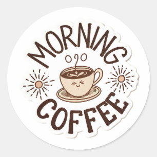 Schattigee Goedemorgen Koffie Ronde Sticker