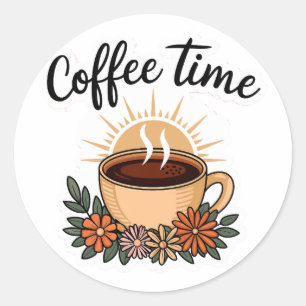 Schattigee Goedemorgen koffietijd Ronde Sticker