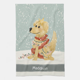 Schattigee Golden Retriever Christmas Familie Vaka Theedoek