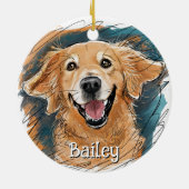 Schattigee Golden Retriever Dog Gepersonaliseerde Keramisch Ornament (Achterkant)
