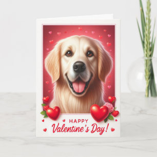 Schattigee Golden Retriever Dog Happy Valentijnsda Feestdagen Kaart
