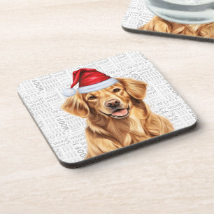Schattigee Golden Retriever Dog in een Santa Hat-v Bier Onderzetter
