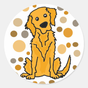 Schattigee Golden Retriever en Circle Pattern Art Ronde Sticker