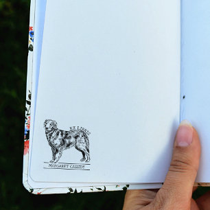 Schattigee Golden Retriever  Ex Libris Dog Rubberstempel