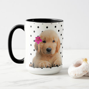 Schattigee Golden Retriever gepersonaliseerde roze Mok