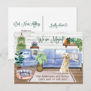 Schattigee Golden Retriever Gezellig Nieuw Huis Ve Aankondigingskaart