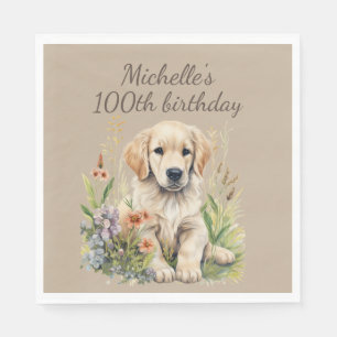 Schattigee Golden Retriever Puppy 100th Verjaardag Servet