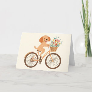 Schattigee Goldendoodle Hond Fietsen Spring Flower Kaart