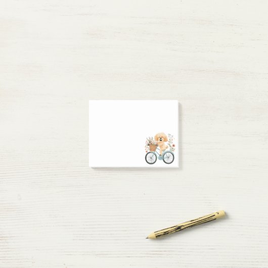 Schattigee Goldendoodle Hond Fietsen Spring Flower Post-it® Notes (Op bureau)
