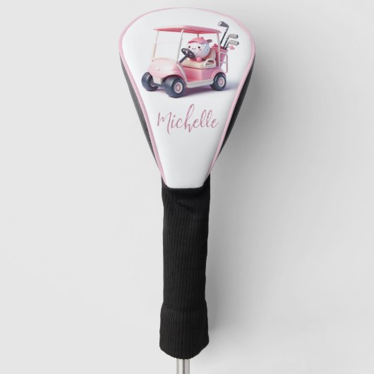 Schattigee golfbal Rijden in een golfkar Golfheadcover (Voorkant)