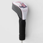 Schattigee golfbal Rijden in een golfkar Golfheadcover (Schuin)