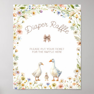 Schattigee Goose Wildflower Baby shower Luier Raff Poster