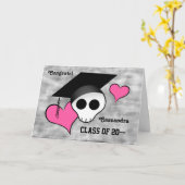 Schattigee gothic schedel gefeliciteerd afstuderen kaart (Gele Bloem)