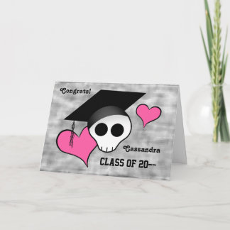 Schattigee gothic schedel gefeliciteerd afstuderen kaart