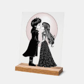 Schattigee Gotische Emo Kinder Kus Valentijnsdag Acryl Bord (Hoek)