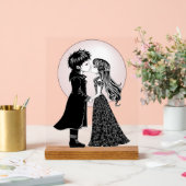 Schattigee Gotische Emo Kinder Kus Valentijnsdag Acryl Bord (Huwelijk)