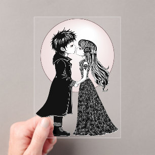 Schattigee Gotische Emo Kinder Kus Valentijnsdag Acryl Uitnodigingen