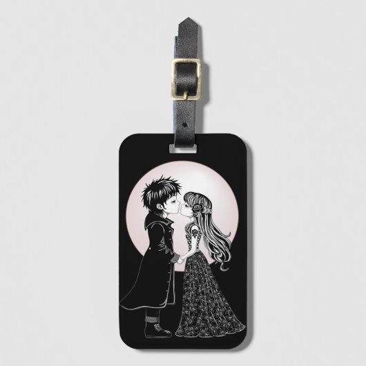 Schattigee Gotische Emo Kinder Kus Valentijnsdag Bagagelabel (Voorkant (verticaal))