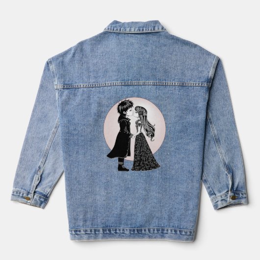 Schattigee Gotische Emo Kinder Kus Valentijnsdag Denim Jacket (Achterkant)
