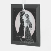 Schattigee Gotische Emo Kinder Kus Valentijnsdag Glas Ornament (Voorkant links)