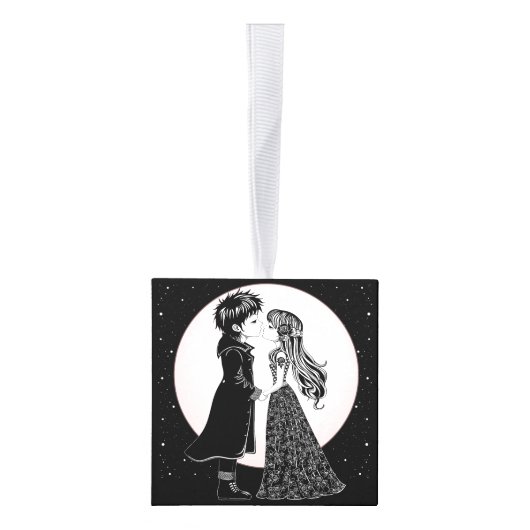 Schattigee Gotische Emo Kinder Kus Valentijnsdag Kubus Ornament (Rechts)