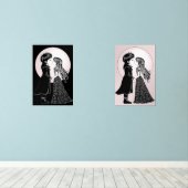 Schattigee Gotische Emo Kinder Kus Valentijnsdag Muurkunst Sets (Houten vloer)