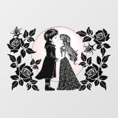 Schattigee Gotische Emo Kinder Kus Valentijnsdag Raamsticker (Vel)