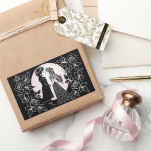 Schattigee Gotische Emo Kinder Kus Valentijnsdag Rechthoekige Sticker