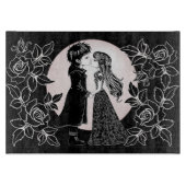 Schattigee Gotische Emo Kinder Kus Valentijnsdag Snijplank (Voorkant)