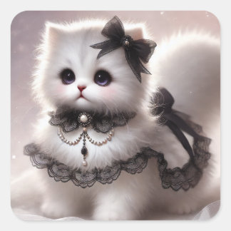 Schattigee Gotische Lolita Cat Vierkante Sticker