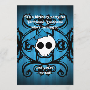 Schattigee gotische schedel blauw en zwart 5x7 ver kaart