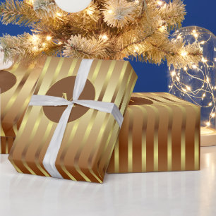 Schattigee gouden achtergrond en gouden strepen ke cadeaupapier