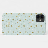 Schattigee Gouden Glitter en Mint Harten Patroon M Case-Mate iPhone Case (Achterkant (horizontaal))