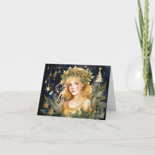 Schattigee Gouden Sprookje Kerst Kaart
