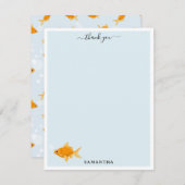 Schattigee Goudvis Zwemmen in Water Custom Name Bedankkaart (Voorkant / Achterkant)