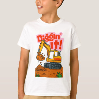 Schattigee graafmachine Kinder T-shirt - "Diggin'