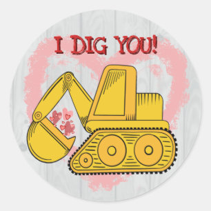 Schattigee graafmachine Valentijn's "Ik graaf je!" Ronde Sticker