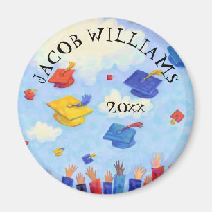 Schattigee Graduation Cap Toss Naam en jaar toevoe Magneet