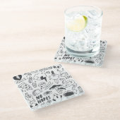 Schattigee Graffiti: Doodle Art Set. Glazen Onderzetter (Schuin)