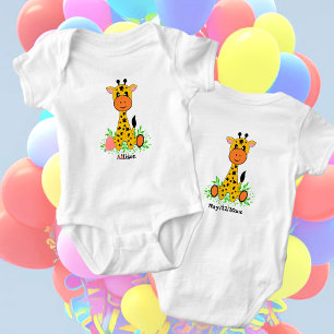 Schattigee grappige baby giraffe, personaliseerbaa romper
